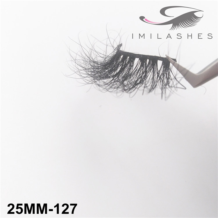 Professional 25mm long black mink eyelashes factory -V 