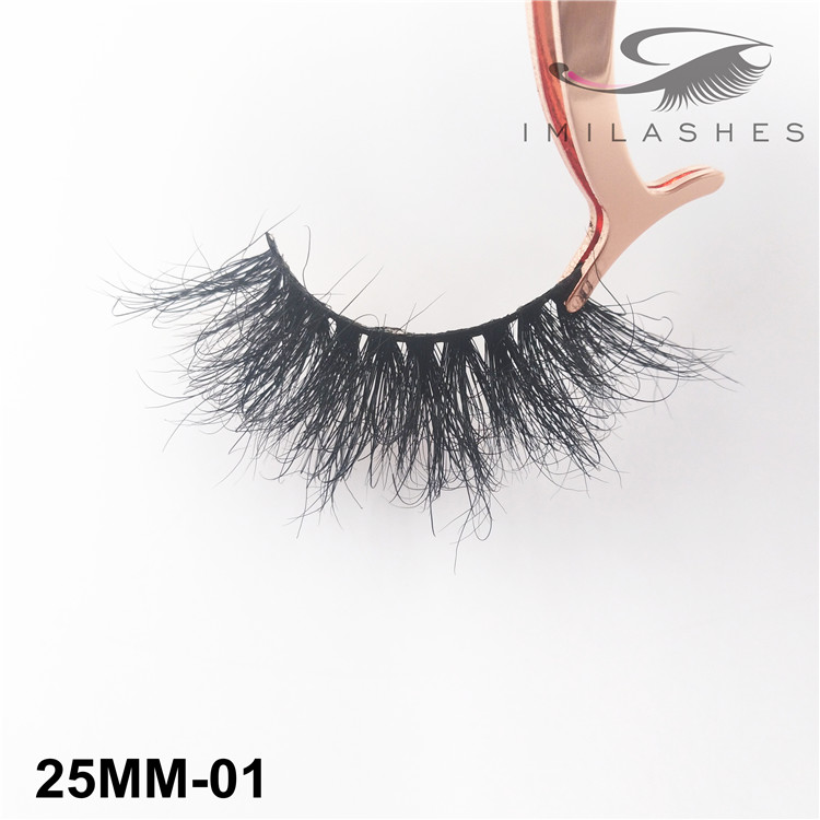 Long fluffy dramatic black25mm mink hair false eyelashes wholesale-V